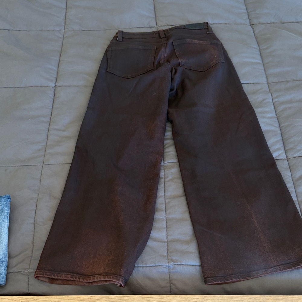 Paige burgundy Brown Wide-Leg Jeans